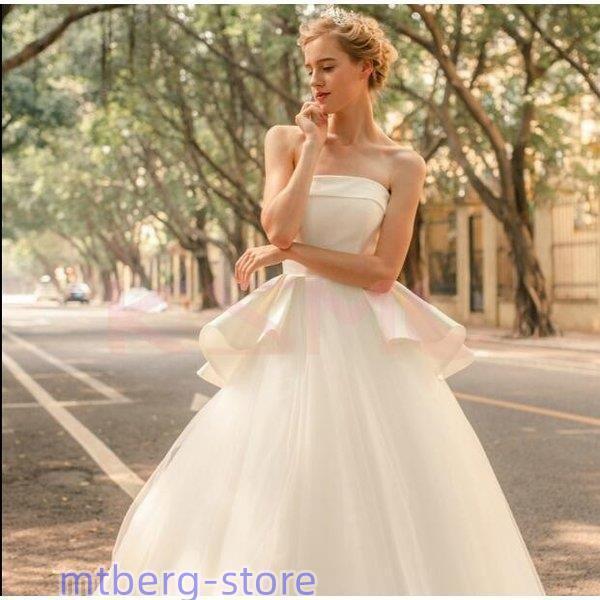 ウェディングドレス 結婚式 花嫁 プリンセスドレス 白ドレス ロングドレス 披露宴