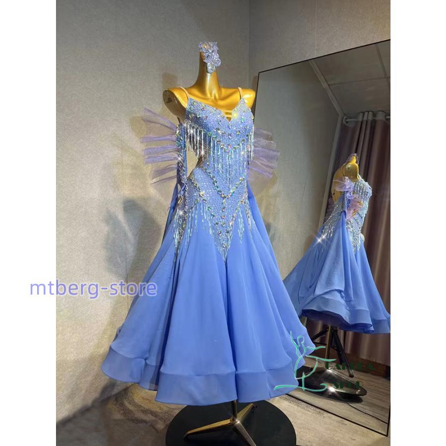 レディース社交ダンス衣装　競技ドレス　ワルツドレス高級品　発表会用演出服パーティードレスワンピース　セミオーダー可 レディース社交ダンス衣装　競技ドレス　ワルツドレス高級品　発表会用演出服パーティードレスワンピース　セミオーダー可