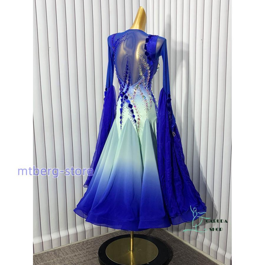 限定素材を使用 レディース社交ダンス衣装　競技ドレス　ワルツドレス高級品　発表会用演出服パーティードレスワンピース　セミオーダー可 【1257271329】(45012円)