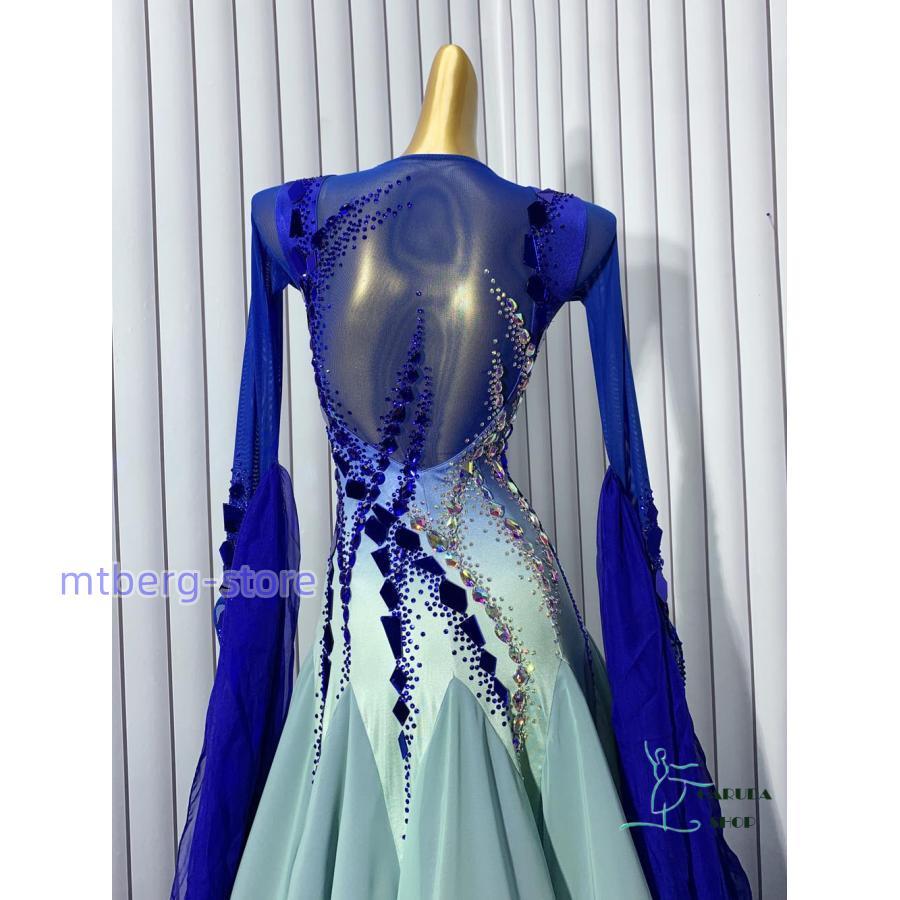 限定素材を使用 レディース社交ダンス衣装　競技ドレス　ワルツドレス高級品　発表会用演出服パーティードレスワンピース　セミオーダー可 【1257271329】(45012円)