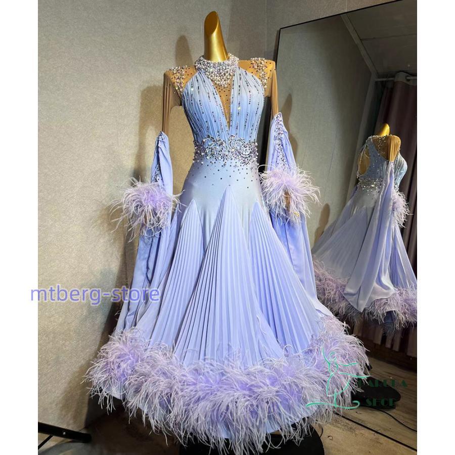 【クーポン】 レディース社交ダンス衣装　競技ドレス　ワルツドレス高級品　発表会用演出服パーティードレスワンピース　セミオーダー可 【Z2246862968】(80441円)