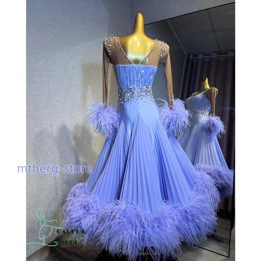 中古品 レディース社交ダンス衣装　競技ドレス　ワルツドレス高級品　発表会用演出服パーティードレスワンピース　セミオーダー可 【YWU2179267201】(78021円)