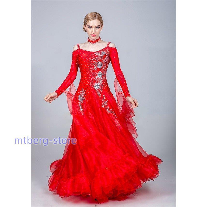 新春セール 8カラー サイズ指定可 社交ダンス モダンドレス 社交ダンス 衣装 大きいサイズ 大きい裾 社交ダンス ドレス スタンダードドレス 【B2127269268】(11863円)