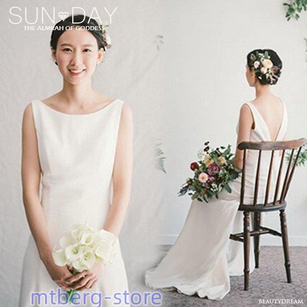 ウェディングドレス ウェディングドレス白 パーティードレス 露背 簡約 花嫁ロングドレス 結婚式 トレーンライン 二次会 エレガント お呼ばれ 挙式 姫系hs5311