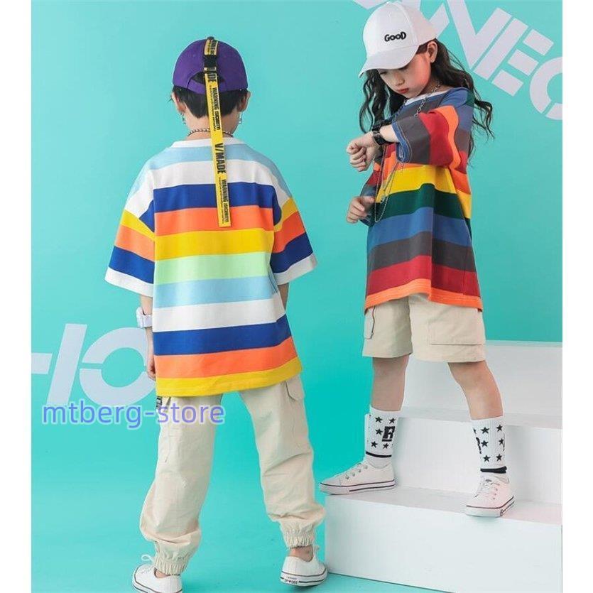 キッズ ダンス衣装 ヒップホップ 子供 HIPHOP チェック柄  男の子 女の子 Ｔシャツ 半袖 トップス  ジャズダンス DANCE ステージ衣装 練習着 演出 セール｜mtberg-store｜03