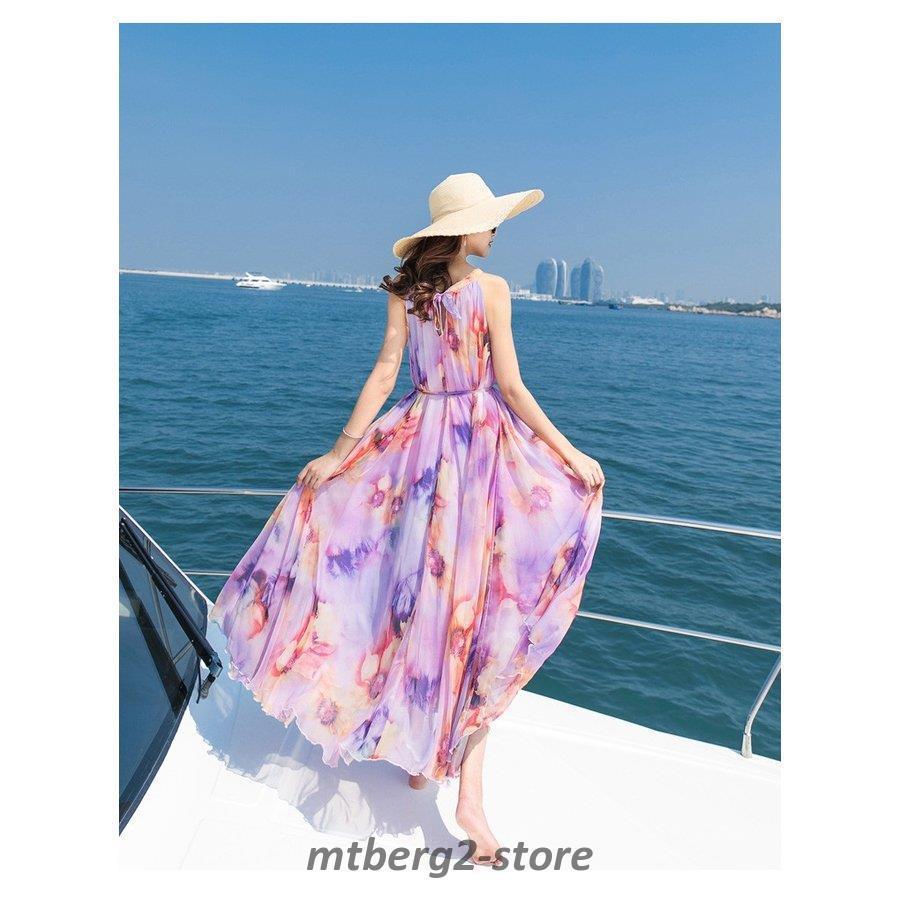 リゾートワンピース レディース 夏 ワンピ ドレス ロングドレス マキシワンピ シフォン マキシ丈 ピーチワンピース ボヘミアワンピース 海 旅行 テレビで話題