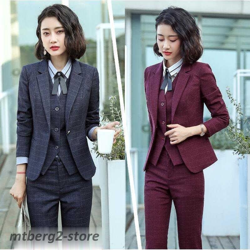 ランキング第1位 チェック柄 ロングスーツ 長パンツ ベスト スカート おしゃれ セレモニー 3点