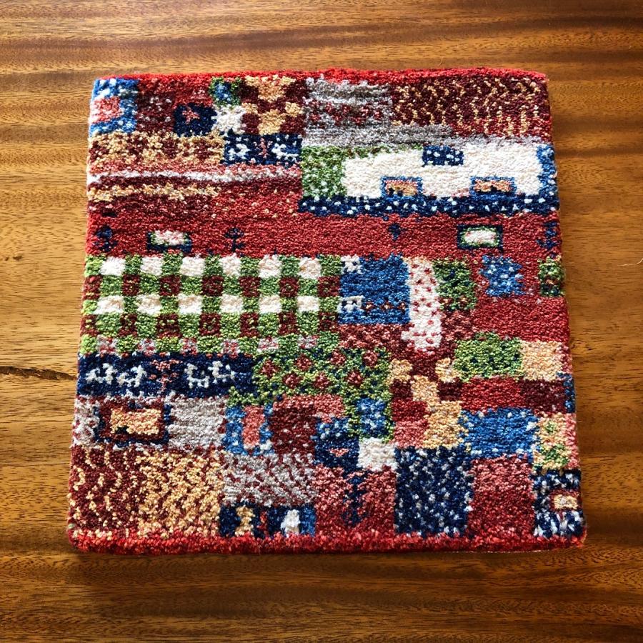 ミニギャベ●40×41㎝●手織●本物●新品未使用 遊牧民が紡ぐギャッベ ギャッベ ミニギャッベ 手織り イラン産 40×42cm <br>風景のギャッベ