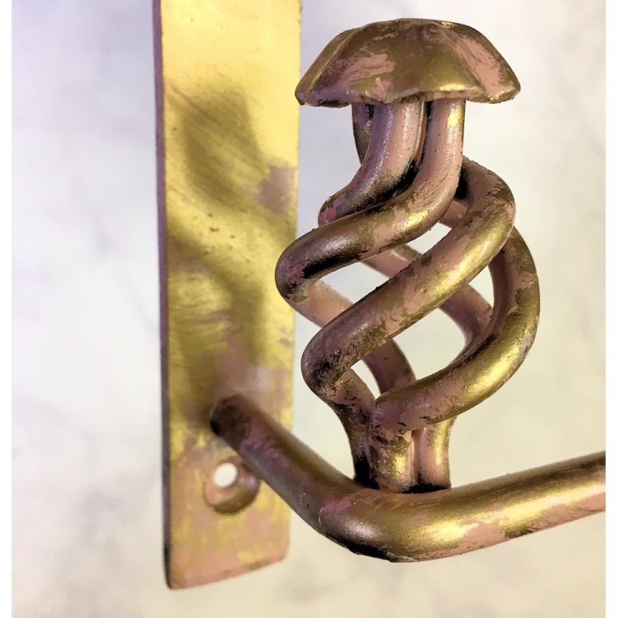 タオルハンガー アイアンおしゃれ タオル掛け アンティーク調ピンク