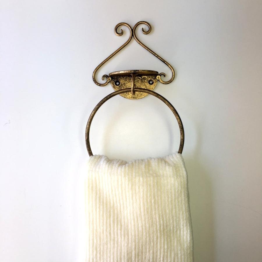 タオル掛け タオルハンガーリング アイアンインテリア アンティーク調