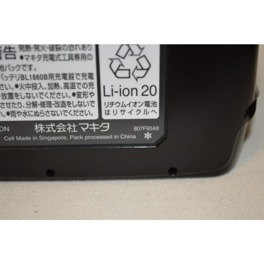 マキタ純正18V-6.0Ah　残量表示付リチウムイオンバッテリ(新品)　BL1860B純正　1個A-60464※TD172TD173等使用可、DC18RFで充電可｜mtec1513｜03