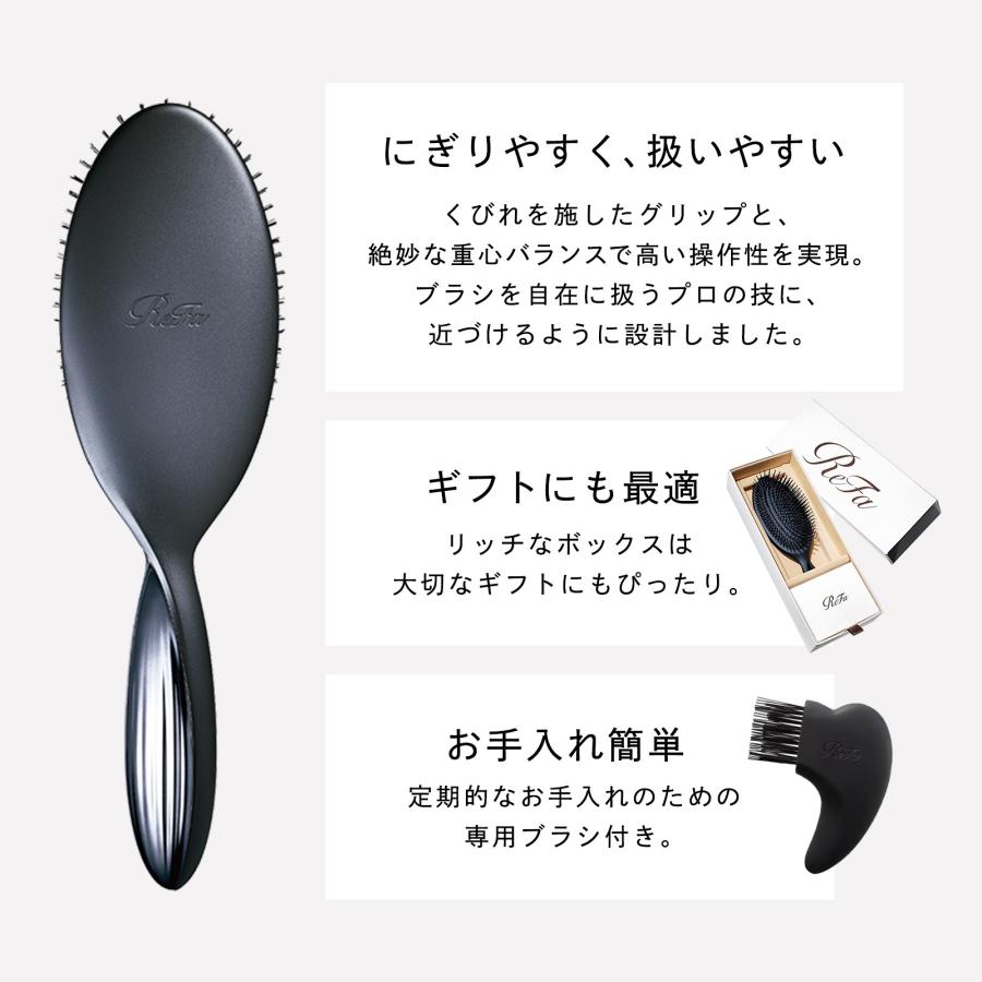 【新発売！】送料無料 リファブリッスル ヘアブラシ 母の日 ギフト 天然猪毛 100% ReFa 高品質 職人 ハンドメイドブラシ 天然 黒毛 硬質 くし 柄つき｜mtgec｜09