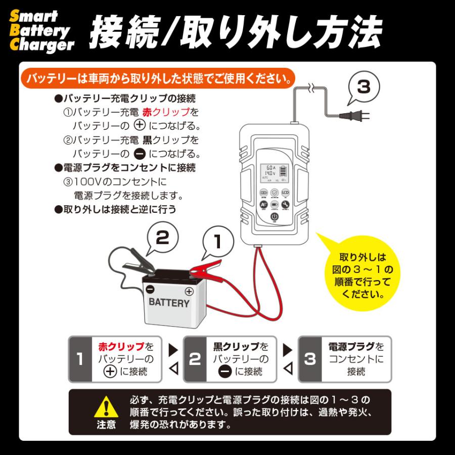 バッテリーチャージャー V12 V24 パルス充電対応 パルス充電器 バッテリー充電器 急速充電 車 バイク｜mtkshop｜10