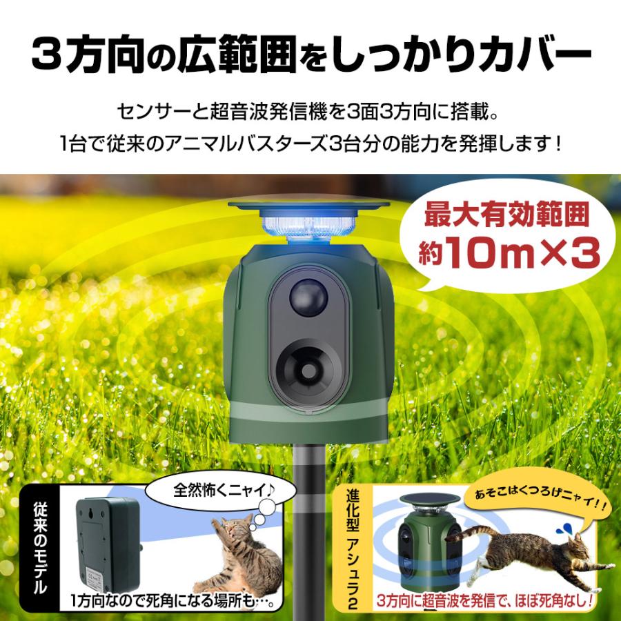 単品/1台】3面式 広範囲 猫よけ対策 超音波 アニマルバスターズ