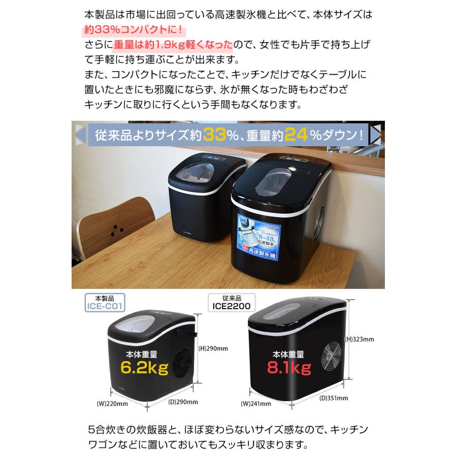 めざましテレビで紹介】本体最小クラス 製氷機 家庭用 最短6分 高速