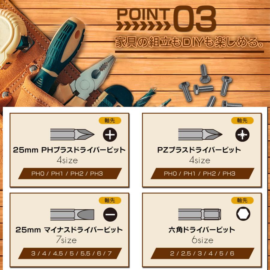 トルク7段階調節 電動ドライバー 47点セット 【Lidora 正規店】 USB充電式 コードレス 小型 コンパクト 2Way ドリルドライバー DIY |  | 08