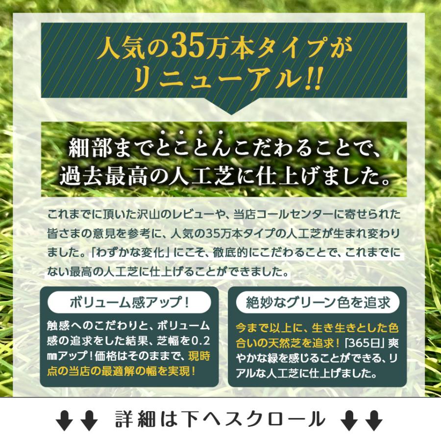 人工芝 リアル人工芝 ロール 1m×10m 密度35万本/m2 高耐久 U字ピン26本