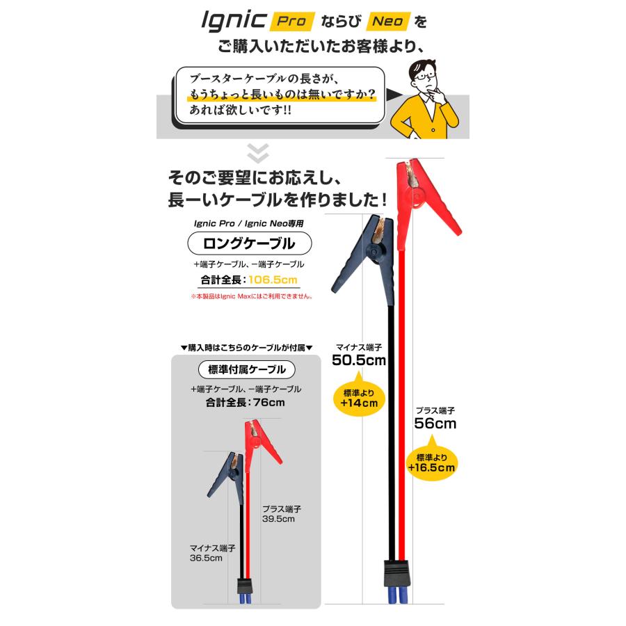 スーパーキャパシタ搭載 ジャンプスターター Ignic Pro Neo専用ロング