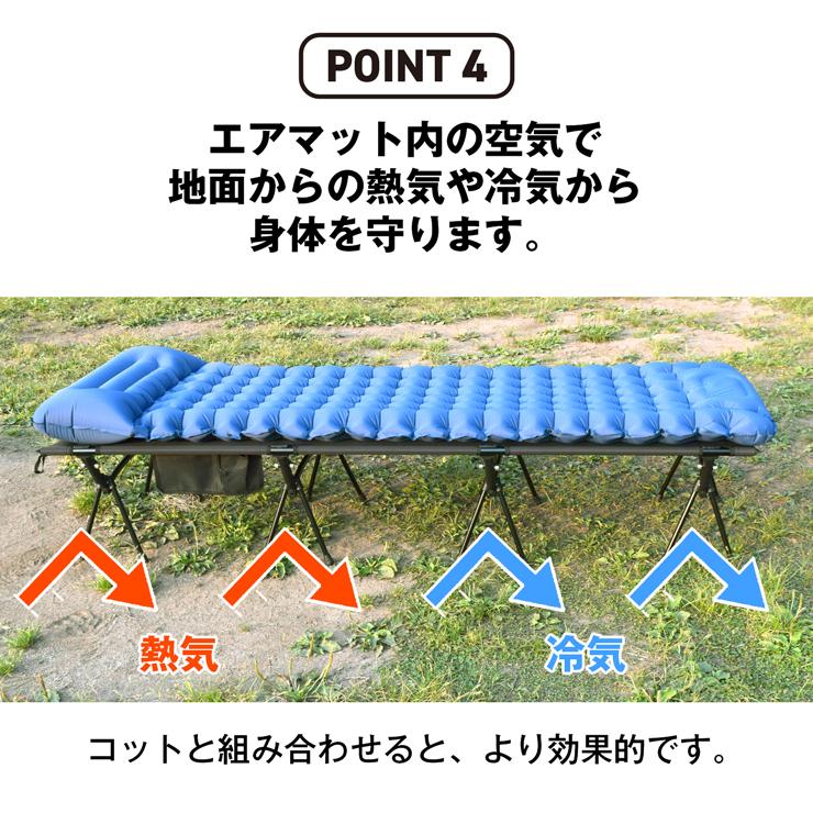 エアマット 厚さ10cm キャンプマット 足踏み式 車中泊マット エアー