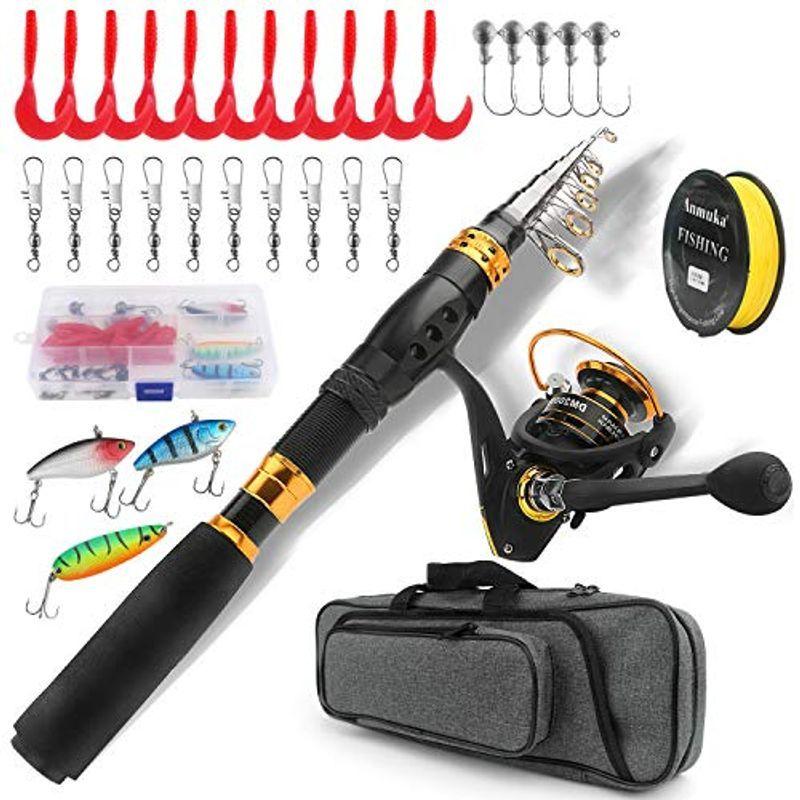おすすめ 釣り餌 炭素伸縮釣竿 ルアーセット スピニングロッド 釣り竿セット 初心者 釣りセット 釣りライン 軽量 携帯便利 投げ釣り 収納バッグ付き 周辺機器 Studiokajal Com