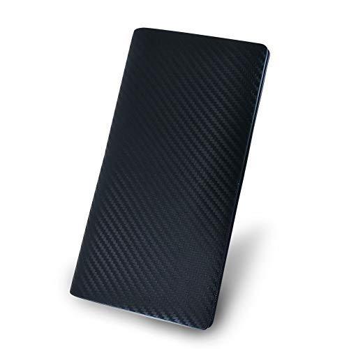 K ray メンズ 札入れ 小銭入れなし マネークリップ 本革 薄い 長財布 二つ折り カーボンレザー ブラック