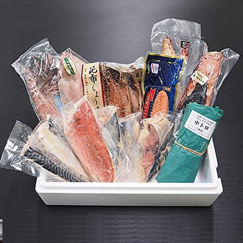 干物 西京漬け 炙りたたき さらに天然マグロ中とろ入り 内容 マグロ ミナミマグロ中トロ 1柵 約250g 炭火焼き 一本釣りかつおのタタキ 約400g びんちょうまぐろのたたき 約250g 炙りサーモン 約250g 漬け魚 サワラ 1g 2枚