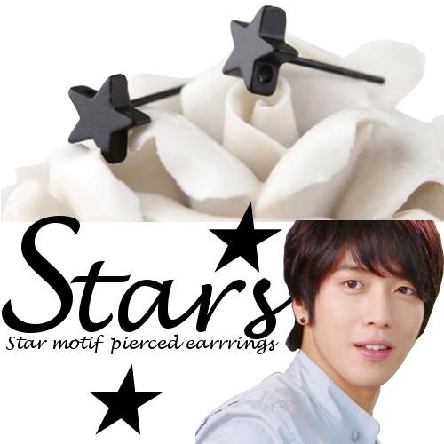 星モチーフピアス メンズ レディース ユニセックス アクセサリー ブラック シンプル おしゃれ 人気 スター 星型ピアス 両耳用 | 