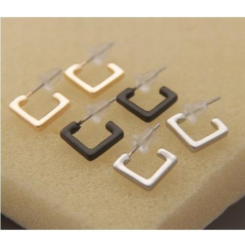 ピアス レディース ピアス 四角 ピアス スクエア ピアス ゴールド シルバー ブラック 黒 シンプル 超目玉 パーツ 両耳用 |  | 03