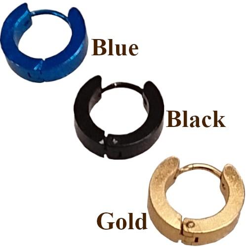 ピアス ボディピアス風 男女兼用 フープ ゴールド ブラック ブルー gold black blue 金色 黒色 青色 リング 片耳用 1個販売 ユニセックス |  | 01