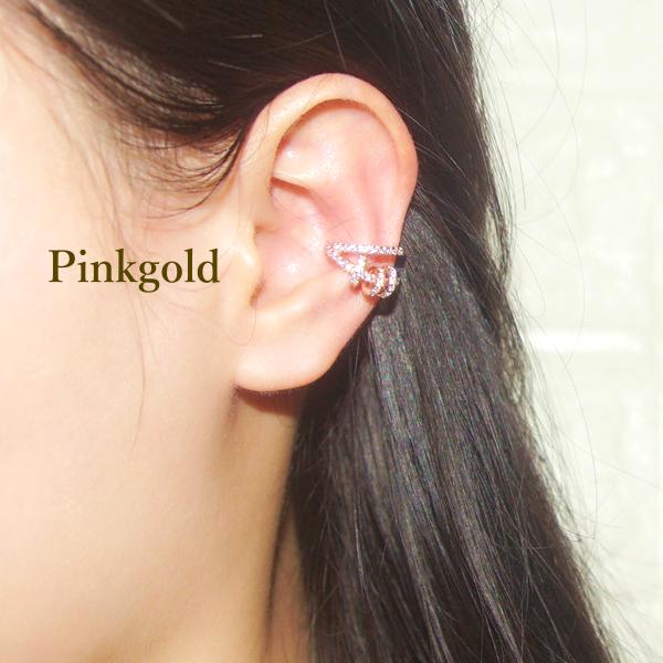 レディース イヤーカフ  イヤーフック レディースアクセサリー 3連 ピンクゴールド シルバー ブラック ブランド シンプル |  | 01