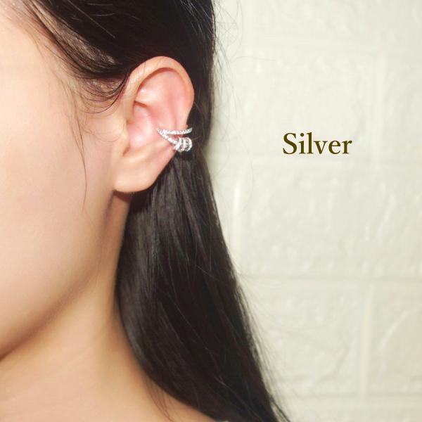 レディース イヤーカフ  イヤーフック レディースアクセサリー 3連 ピンクゴールド シルバー ブラック ブランド シンプル |  | 02