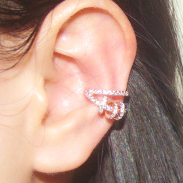 レディース イヤーカフ  イヤーフック レディースアクセサリー 3連 ピンクゴールド シルバー ブラック ブランド シンプル |  | 06