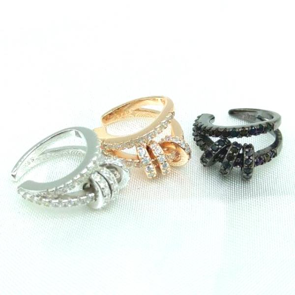 レディース イヤーカフ  イヤーフック レディースアクセサリー 3連 ピンクゴールド シルバー ブラック ブランド シンプル |  | 09