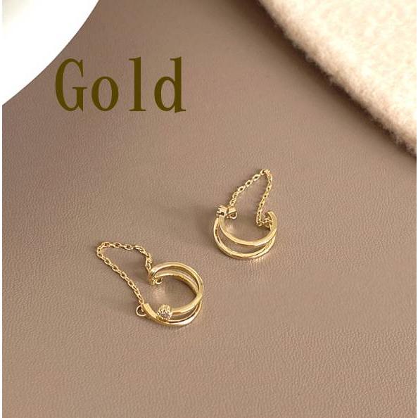 レディース イヤーカフ  ゴールド シルバー 揺れる ぶら下がり 2連 レディースアクセサリー シンプル 結婚式 お呼ばれ |  | 01