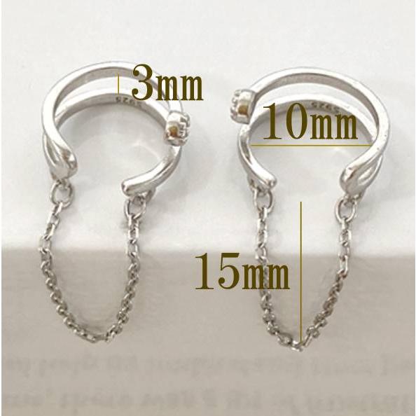 レディース イヤーカフ  ゴールド シルバー 揺れる ぶら下がり 2連 レディースアクセサリー シンプル 結婚式 お呼ばれ |  | 07