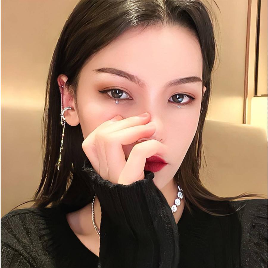 レディース イヤーカフ  シルバー 揺れる ぶら下がり ビジュー レディースアクセサリー シンプル 結婚式 お呼ばれ |  | 07