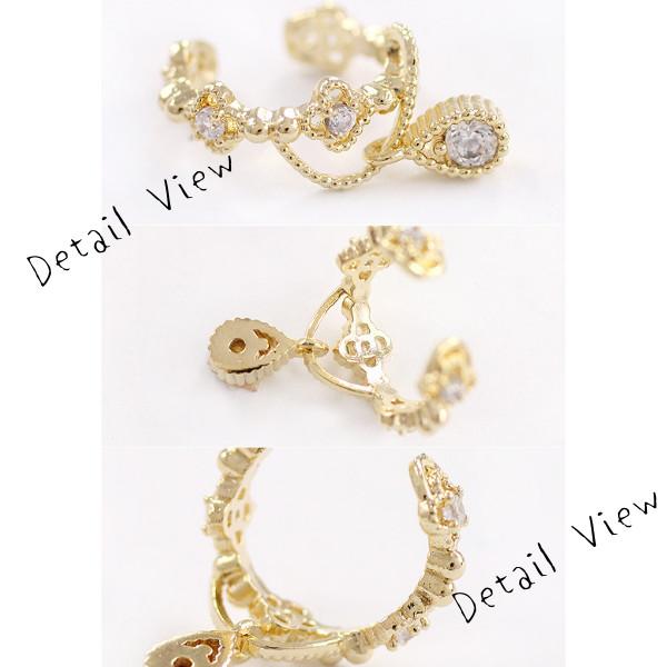 イヤーカフ チャーム ゴールド シルバー ビジュー キラキラ キュービックジルコニア ジルコン 揺れる ゆれる |  | 05