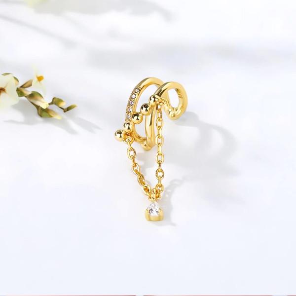 イヤーカフ ノンホールイヤーカフ 揺れるチェーン ピアス穴不要 ゴールド シルバー 結婚式 ギフト プレゼント シンプルアクセサリー |  | 12