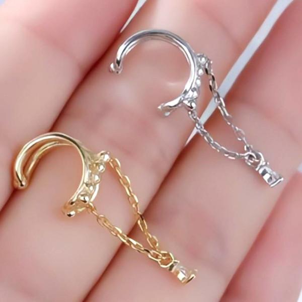 イヤーカフ ノンホールイヤーカフ 揺れるチェーン ピアス穴不要 ゴールド シルバー 結婚式 ギフト プレゼント シンプルアクセサリー |  | 13