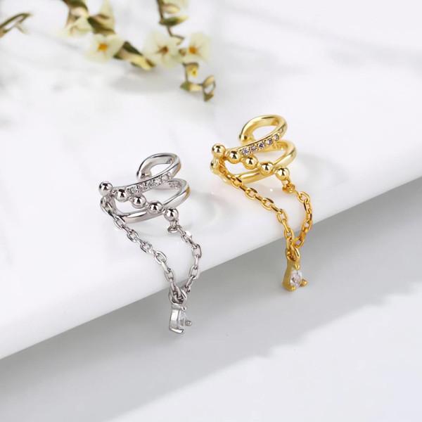 イヤーカフ ノンホールイヤーカフ 揺れるチェーン ピアス穴不要 ゴールド シルバー 結婚式 ギフト プレゼント シンプルアクセサリー |  | 15