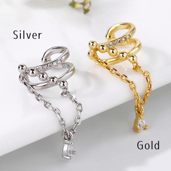 イヤーカフ ノンホールイヤーカフ 揺れるチェーン ピアス穴不要 ゴールド シルバー 結婚式 ギフト プレゼント シンプルアクセサリー |  | 01