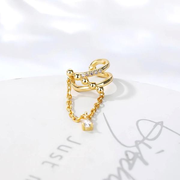 イヤーカフ ノンホールイヤーカフ 揺れるチェーン ピアス穴不要 ゴールド シルバー 結婚式 ギフト プレゼント シンプルアクセサリー |  | 03