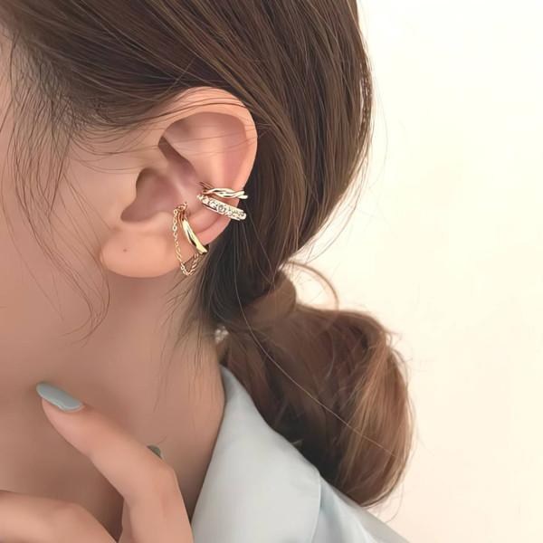 【3点セット】イヤーカフ ピアス穴不要！揺れるチェーンが可愛い金属アレルギー対応アクセサリー |  | 13