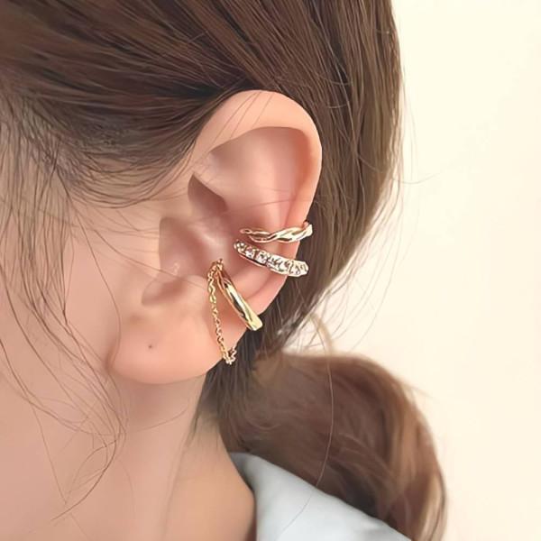 【3点セット】イヤーカフ ピアス穴不要！揺れるチェーンが可愛い金属アレルギー対応アクセサリー |  | 05