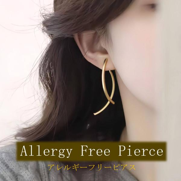 レディースピアスアクセサリージュエリーアメリカンピアス  金属アレルギー 揺れる 金属アレルギー対応 ぶら下がり ゴールド ニッケルフリー 大ぶり ロング |  | 02