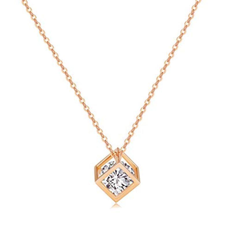 FANCIME ネックレス レディース K18ピンクゴールド ジルコニア キューブ ペンダント 立方体 ギフトラッピング済 誕生日 記念日