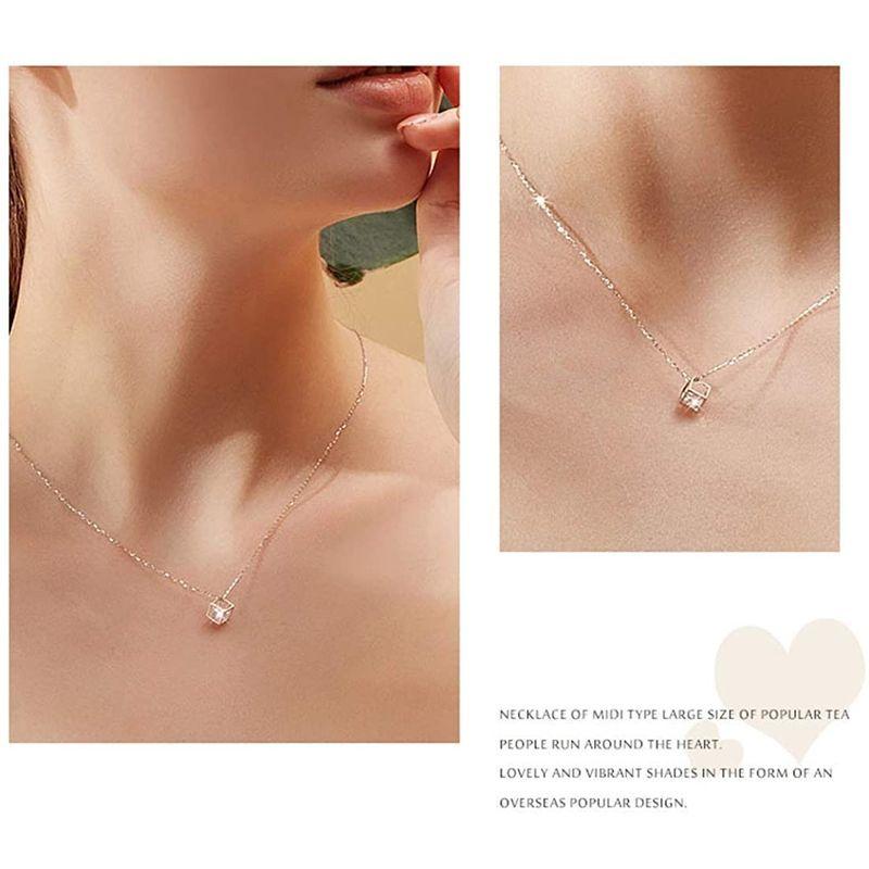 FANCIME ネックレス レディース K18ピンクゴールド ジルコニア キューブ ペンダント 立方体 ギフトラッピング済 誕生日 記念日 ネックレス レディース K18ピンクゴールド ジルコニア キューブ ペンダント 立方体 ギフトラッピング済 誕生日 記念日