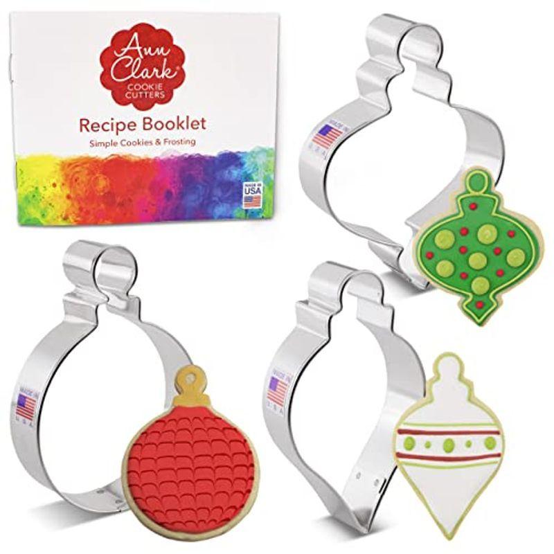 Ann Clark Cookie Cutters クリスマスオーナメント クッキー型3個セット、レシピ小冊子付き