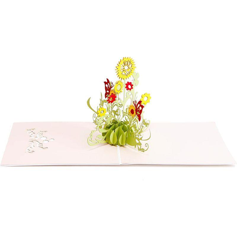 Paper Spiritz ひまわり 3D ポップアップ グリーティングカード サンキューカード バースデーカード おめでとうカード 結婚記 レター、 カード Paper Spiritz 蝶、花3D立体カードグリーティングカード誕生日、記念日、感謝状、結婚祝い
