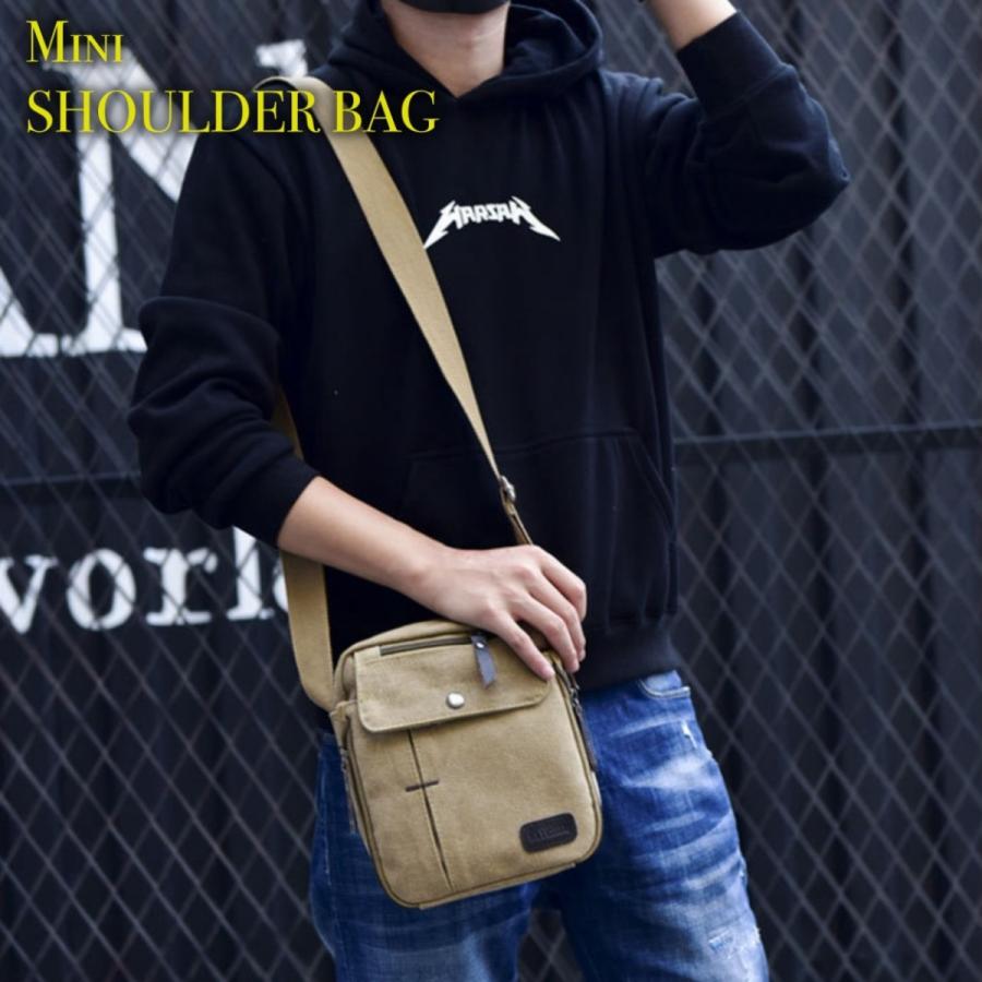 ショルダーバッグ ミニ メンズ 縦型 斜めがけ 帆布 多機能 7.9インチ